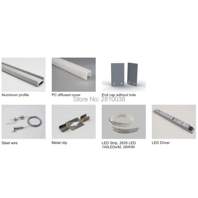 Комплекты из 10X1 м/партия алюминиевых профилей для светодиодного освещения и