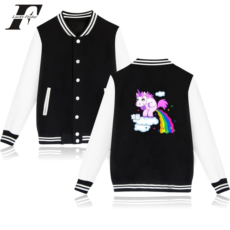 2017 harajuku kawaii casaco feminino Единорог хит хоп печатная Толстовка Оверсайз бейсбольная