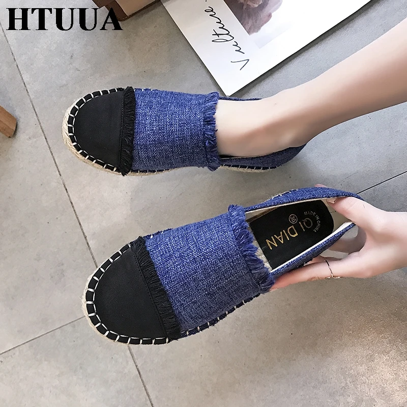 HTUUA/2019 г. Осенняя джинсовая обувь на плоской подошве Женская легкая дышащая