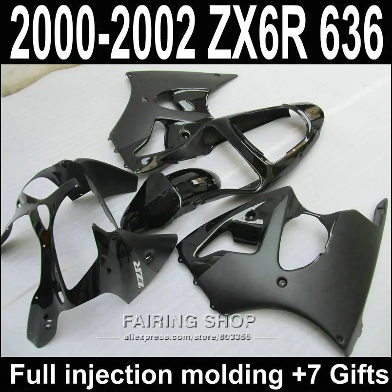 

Обтекатели черные матовые для Kawasaki ZX6R 2000, 2001, 2002, 00 /01 /02, S76