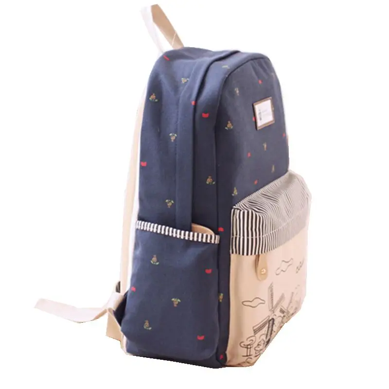 2016 новинка школьные сумки рюкзаки для девочек подростков мило холст печать