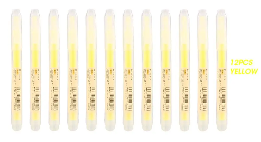 12pcs yellow M& G 12 шт./набор Muji стиль маркер ручка японский канцелярские Флуоресцентный цвет маркер милый каваи для школьных принадлежностей - Цвет: 12pcs yellow