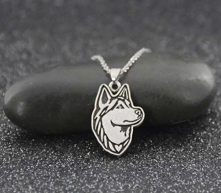 Siberian Husky Винтажное серебряное ожерелье 11 стилей для собак, домашних животных, французский бульдог, бигль, сибирская шелуха, ожерелье с подвеской для женщин, Длинная цепочка из нержавеющей стали - Окраска металла: Siberian Husky
