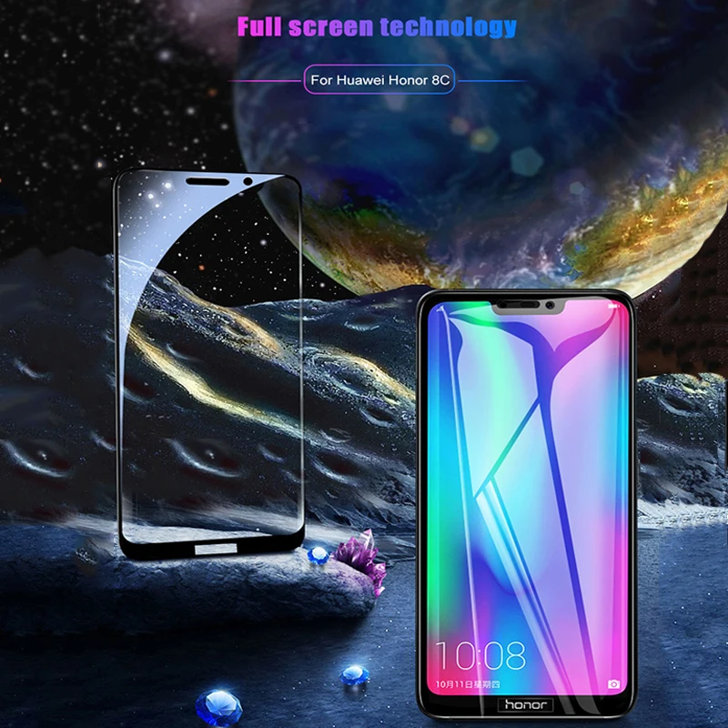 Keajor стекло для Huawei Honor 8c закаленное полное покрытие Передняя пленка экран с