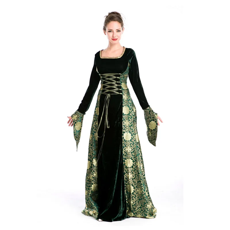Женское длинное платье в стиле эпохи средневековой готики|cosplay dress|halloween costumedress