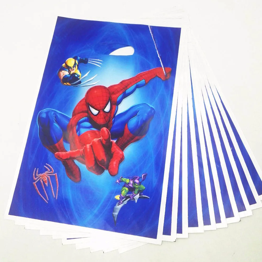 gift bag 10pcs Супергерой Человек-Паук День рождения украшения принадлежности дети посуда тарелки чашки баннер скатерть для душа ребенка сувениры мальчик подарки - Цвет: gift bag 10pcs