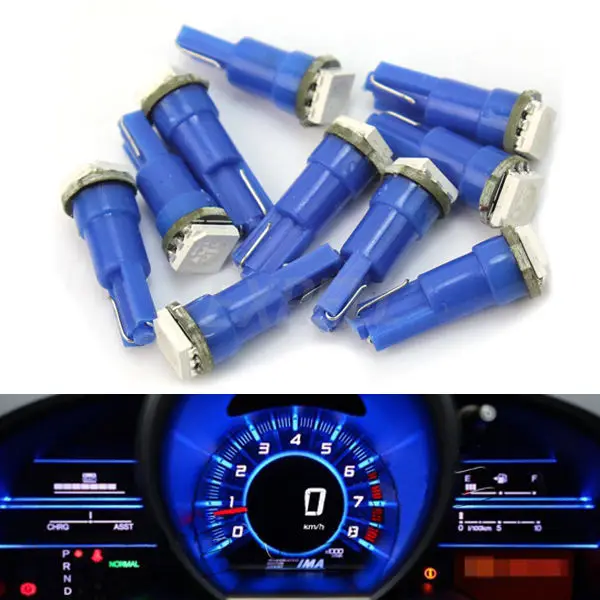 

10 Pcs Car Vehicle T5 5050 1SMD 1LED Blue Dashboard Refit Wedge Light Bulb Lamp
