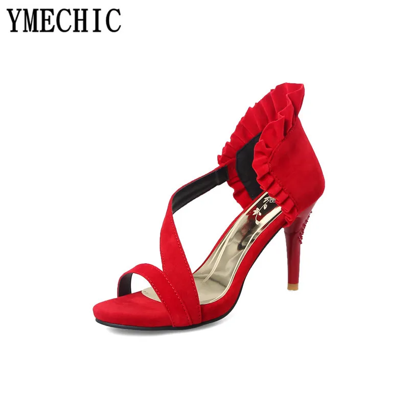 Женские босоножки-гладиаторы YMECHIC модные пикантные сандалии фиолетового цвета