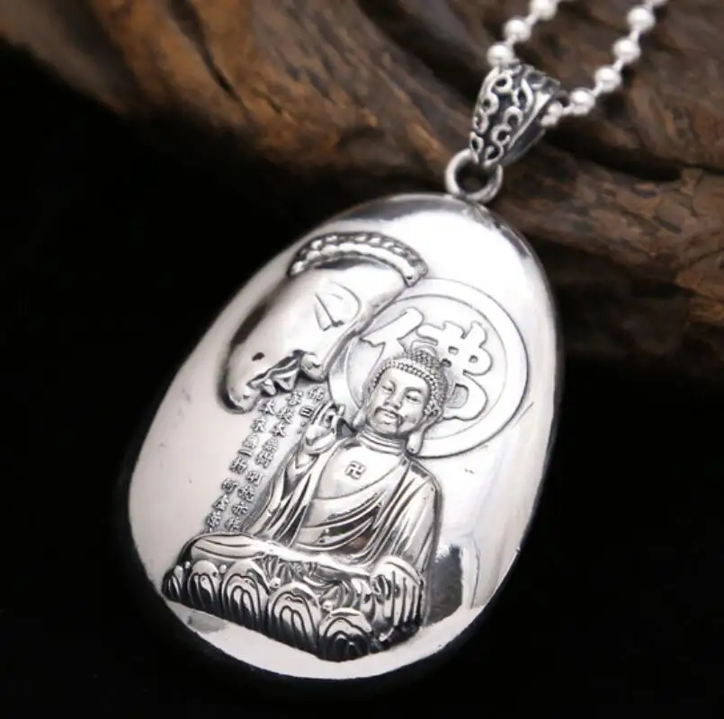 Чистое Серебро S990 серебряные Модные Ретро ювелирные изделия hannya-shingyo Будда Кулон(FGL