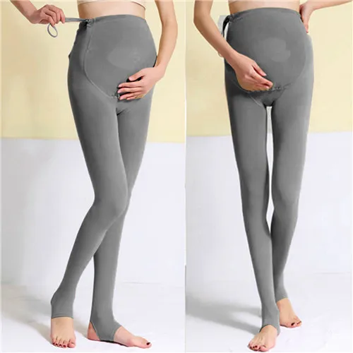 Grey Footed Legging Puseky Одежда для беременных зимние однотонные с высокой талией регулируемые Леггинсы для беременных женщин толстые универсальные брюки для беременных Polainas - Цвет: Grey Footed Legging