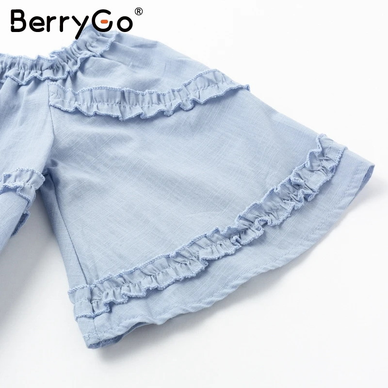 BerryGo короткое платье в богемном стиле на одно плечо летнее сексуальное женское