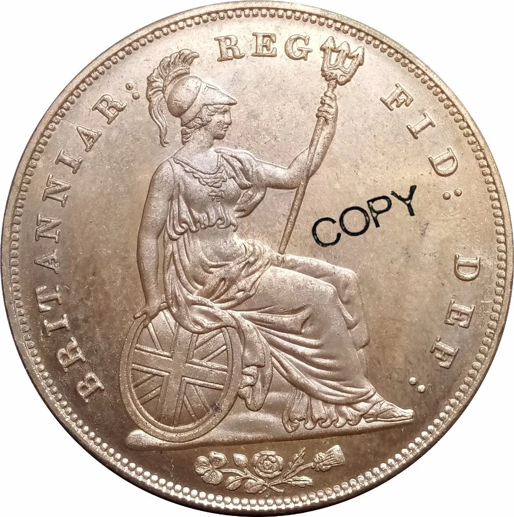 Великобритания Виктория 1 пенни 1841 красный Медь имитация монеты