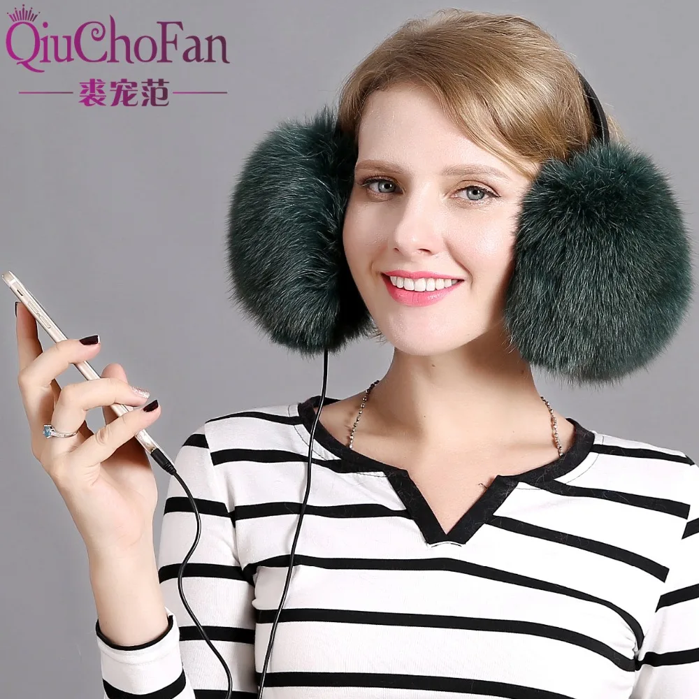 womens earmuffs Real fox fur and rex rabbit winter comfortable warm wearing headphones ear ladies | Аксессуары для одежды
