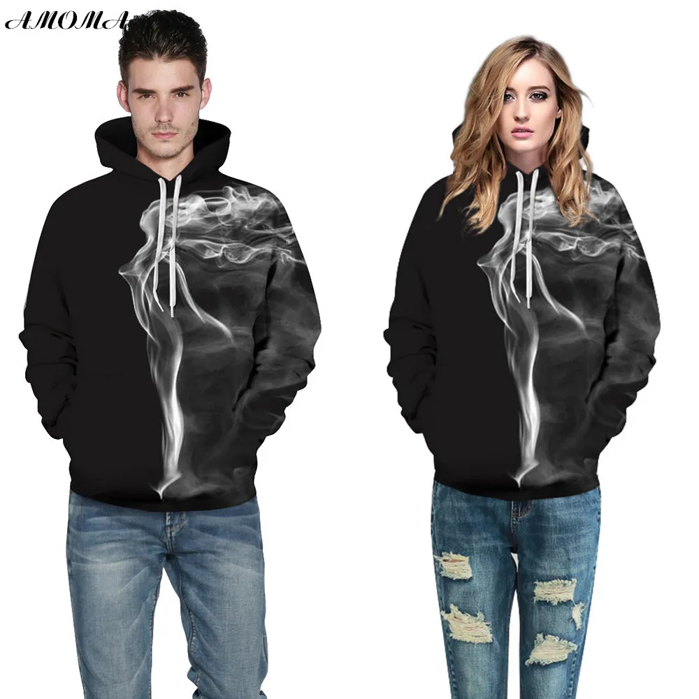 AMOMA унисекс реалистичный 3d цифровой принт пуловер толстовка с капюшоном белый