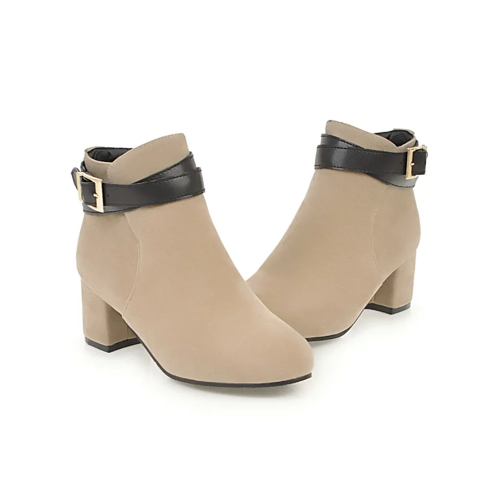 ASUMER/черные красные бежевые желтые женские ботинки модные из флока на молнии