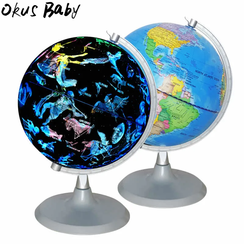 

2021 Newest 2-in-1 USB 20cm LED World Globe Constellation Lighting Map Earth Globe Kids Geography Educational Globe