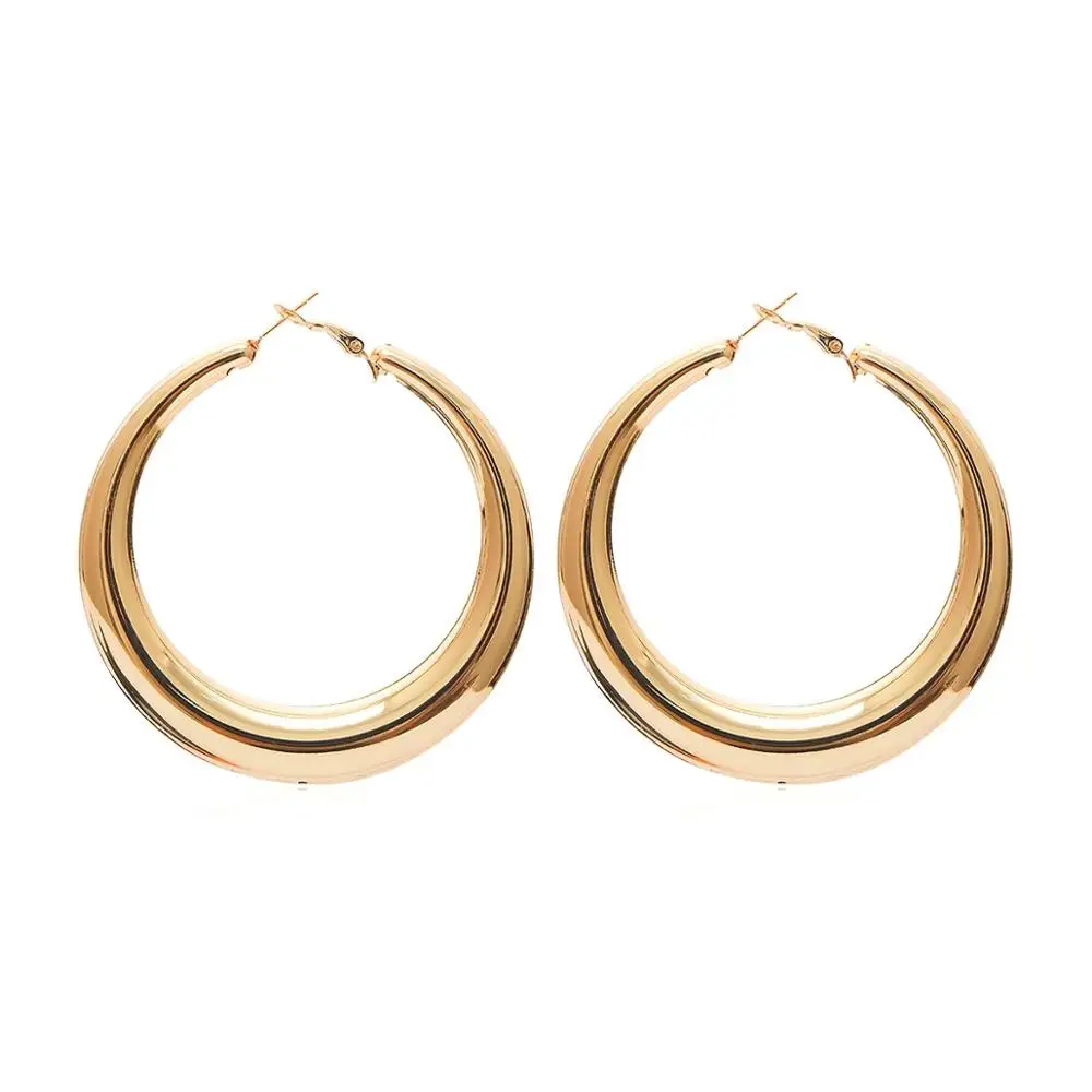 8Seasons New Fashion Gold Minimalist Thick Round Hoops Earrings For Women Wedding Party Club Punk Style Jewelry 1 Pair | Украшения и