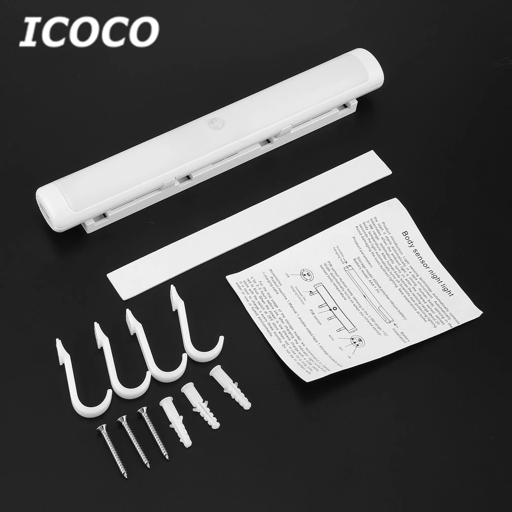 ICOCO 1pcs PIR Sensor Human Body Sensing LED Night Light Bar Support Auto Detection Function within 3-5m Drop Shipping Sale | Лампы и