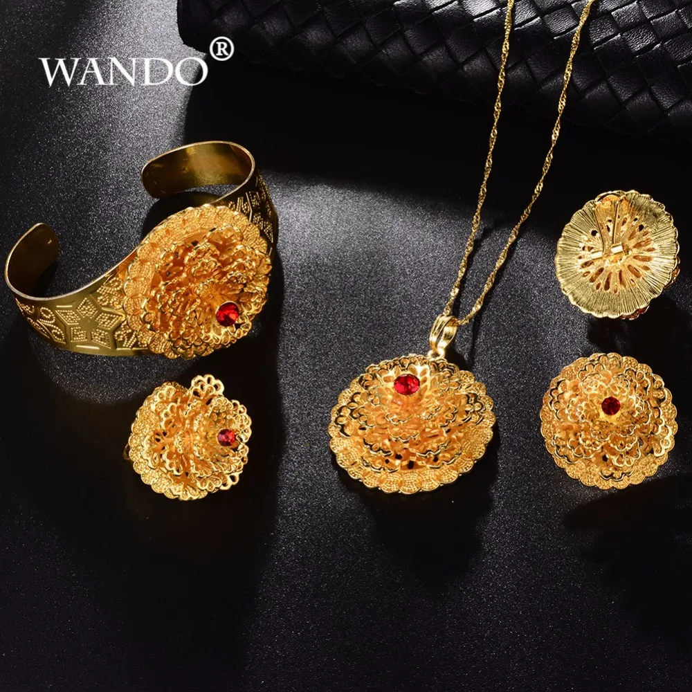 WANDO18K новый золотой цвет комплекты ювелирных изделий из эфиопского Красного
