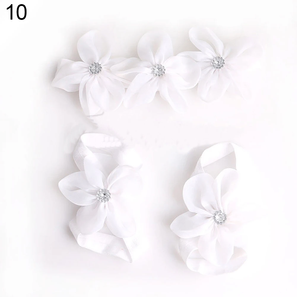 3 Pcs/Set Baby Girl Little Princess Barefoot Rhinestone Foot Flower Headband | Детская одежда и обувь