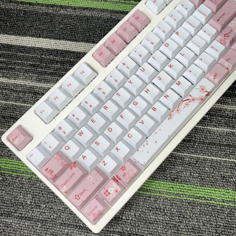 Cherry Blossom Keycaps полный набор механических клавишных колпачков PBT 5 для сублимации лица Keycap для всех Sakura Keycap Set