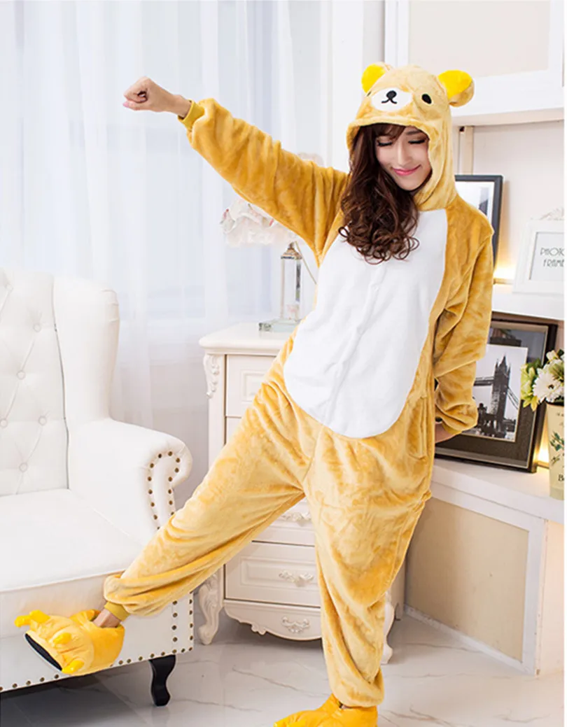 Аниме Pijama мультфильм унисекс для взрослых Rilakkuma пижамы Косплэй Костюм животных