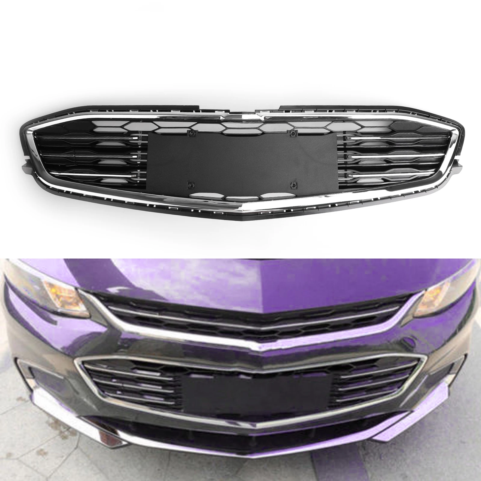 Areyourshop сотовая сетка Хром передний бампер Верхняя и нижняя решетка для Chevy Malibu- передний комплект для гриля автомобильные аксессуары