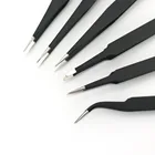 Черный пинцет, изогнутый, прямой, для наращивания ногтей, декоративный, точный, для извлечения омертвевшей кожи, маникюр, макияж, инструменты для ногтей