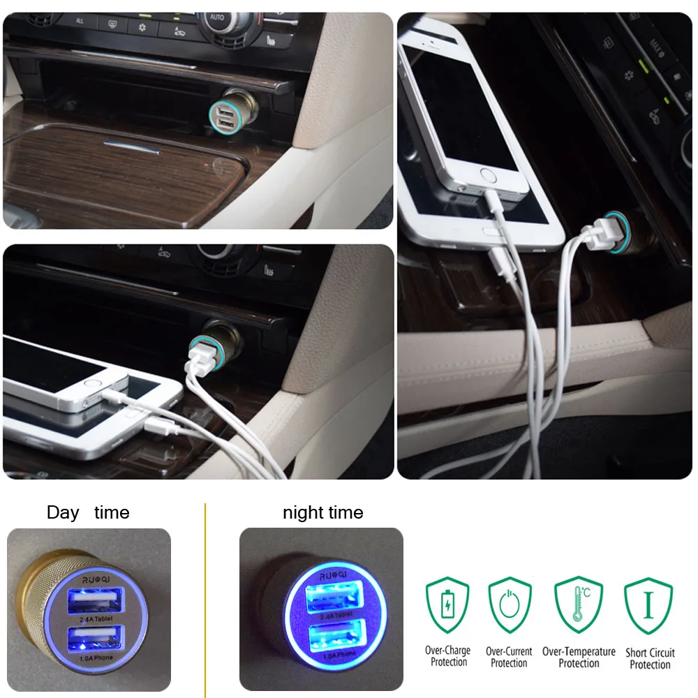 Автомобильное зарядное устройство QC 3 0 Dual USB 3.6A для мобильного телефона 2 быстрое