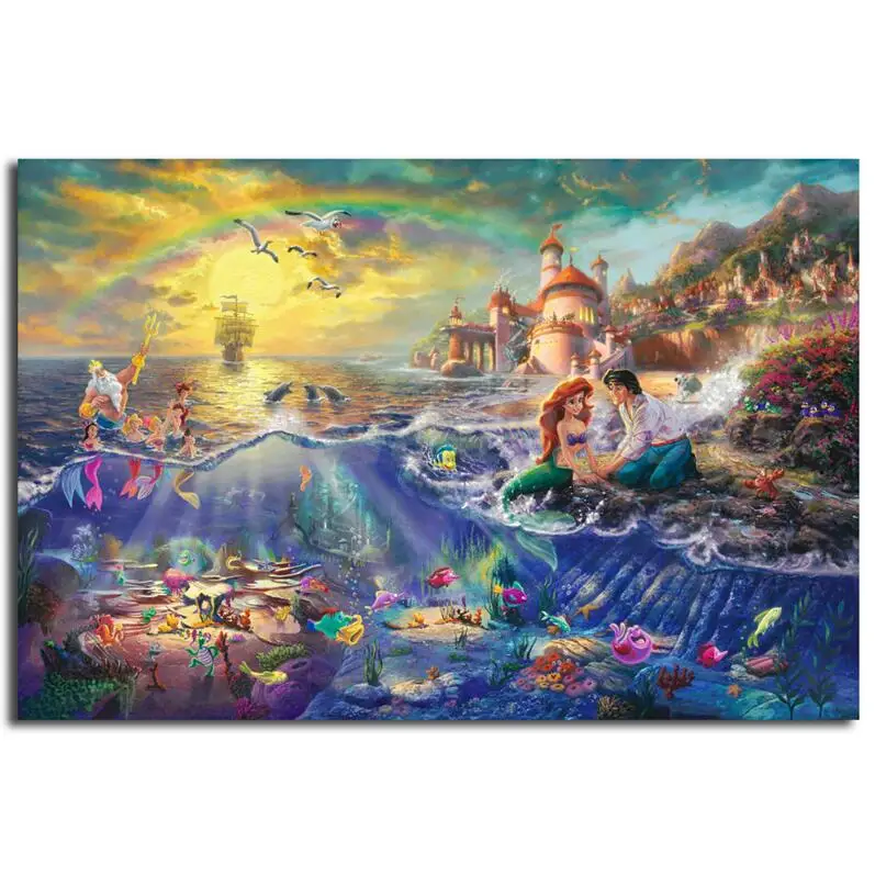 Принцесса и лягушка Томас Kinkade Холст Плакаты принты стены Художественная живопись декоративная картина Современное украшение дома жикле - Цвет: Фиолетовый