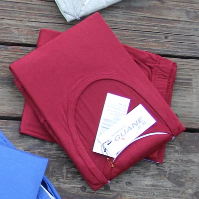 wine red Высокое качество, мужское нижнее белье, костюмы размера плюс, 7XL, Модальные, мягкие, с o-образным вырезом, кальсоны, наборы, топы и штаны, Модальные, мужские пижамы, костюмы - Цвет: wine red