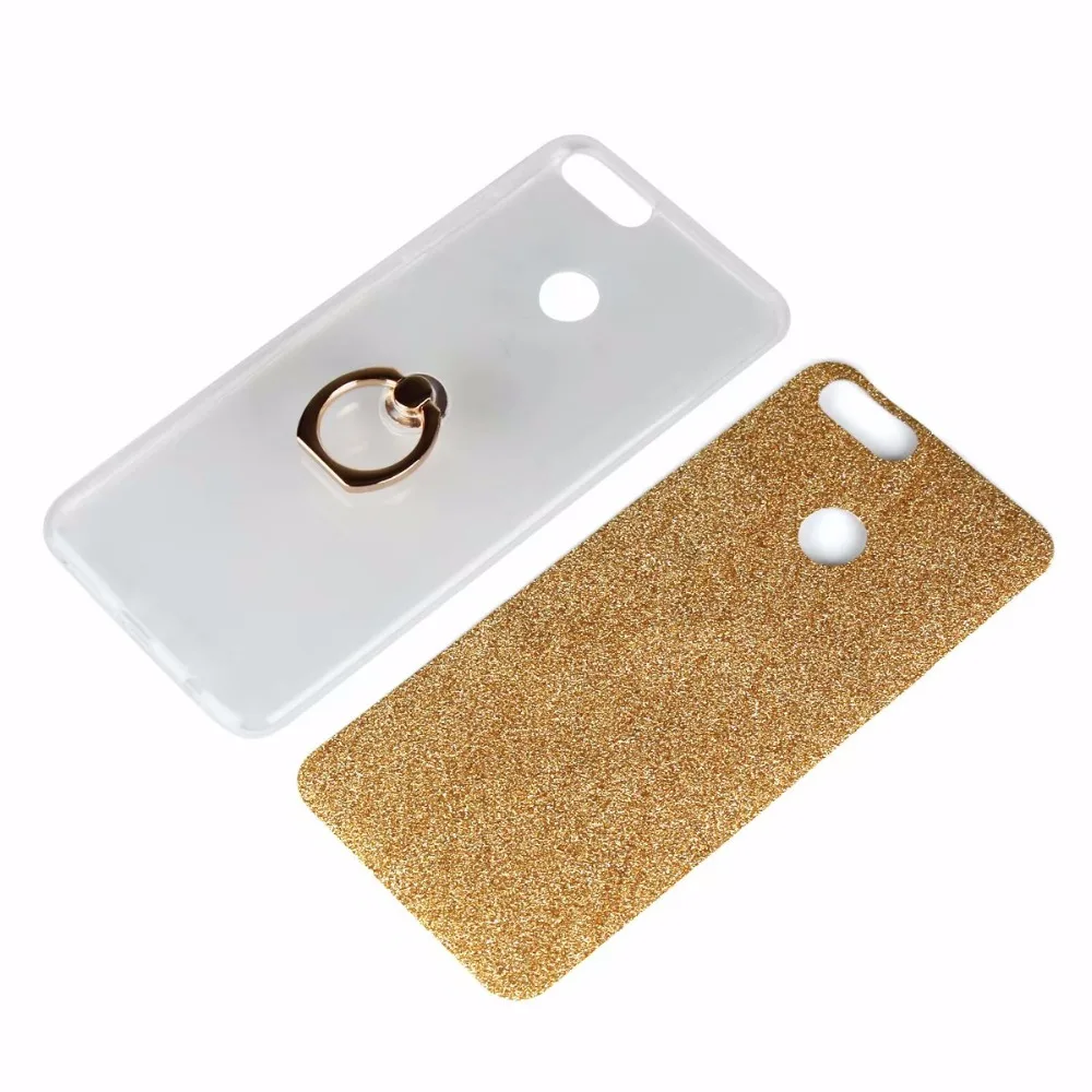 For Huawei Honor 7X Case Flash powder Phone TPU Silicone Soft Cover With Finger Ring Bracket |