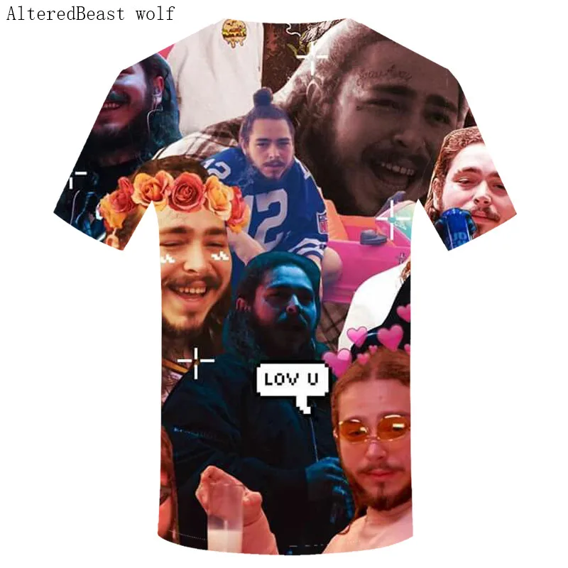 Новое поступление футболка в стиле хип-хоп Post Malone Stoney черная Homme 3D футболки крутая