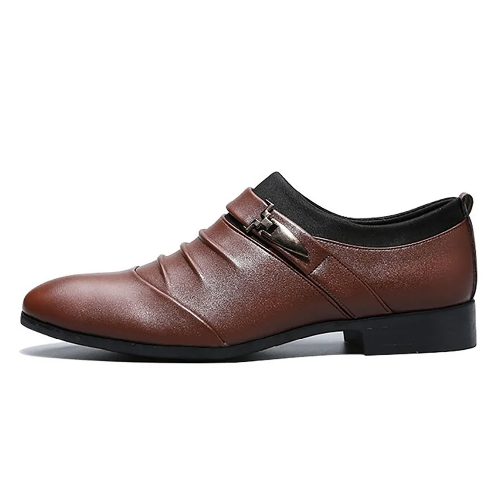 PU Leather Fashion Men Business Dress Loafers Pointy Black Shoes Oxford Breathable Formal Wedding HH-586 | Обувь