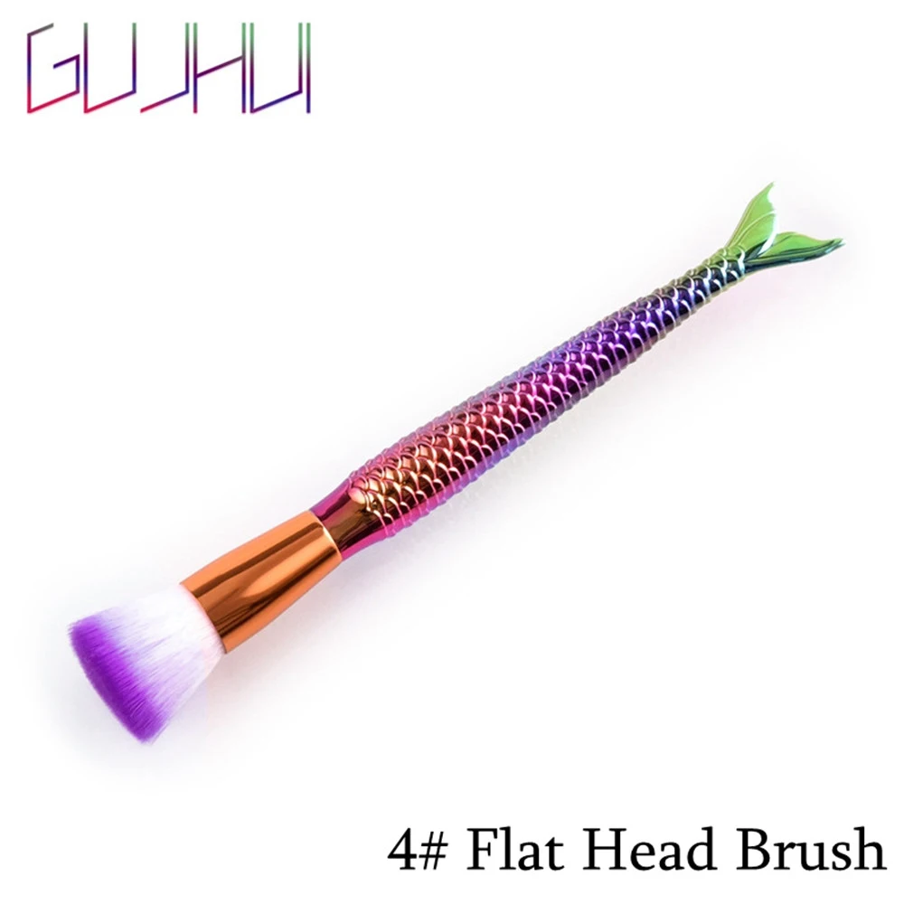 m04 Flat Head Brush 1 шт. набор косметических средств для макияжа Русалка рыбий хвост Профессиональные кисти для макияжа Тени для век контурная Тональная основа консилер Румяна Кисть - Handle Color: m04 Flat Head Brush