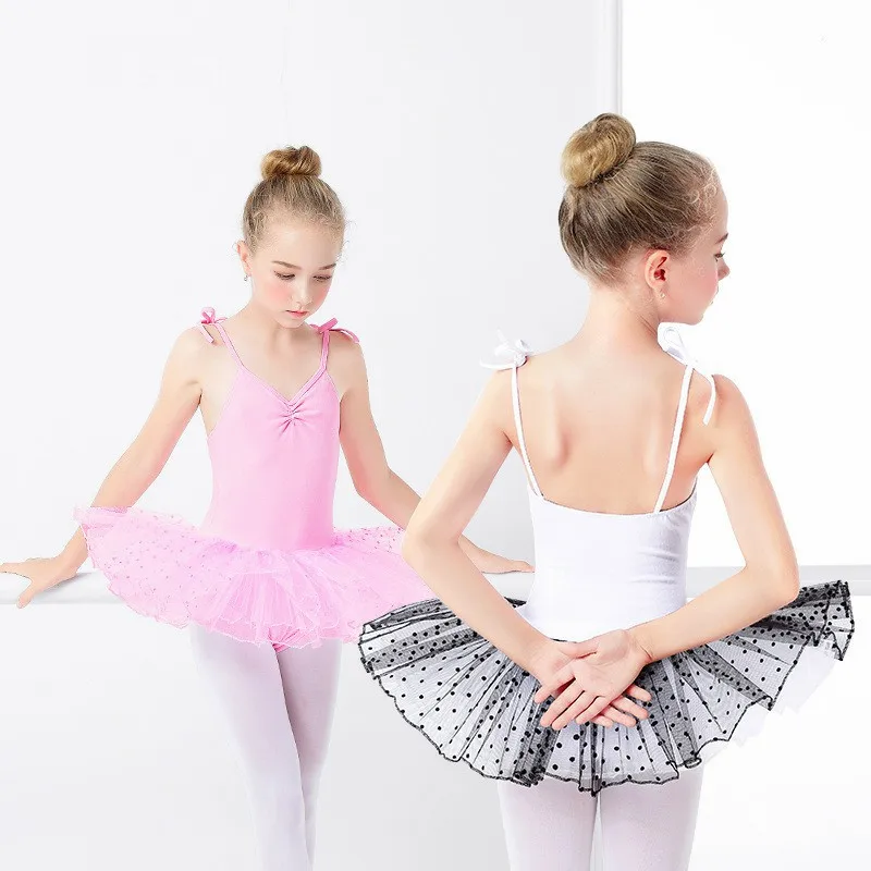 

White/Pink Ballet Leotard For Kids Strap Ballet Tutu Dance Dress Leotard For Girls Artistic Gymnastics Use For Bailarina