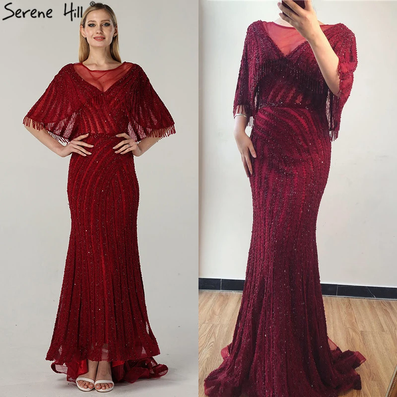 Платье без рукавов с шалью в дубаи винно Красные кружевные вечерние платья