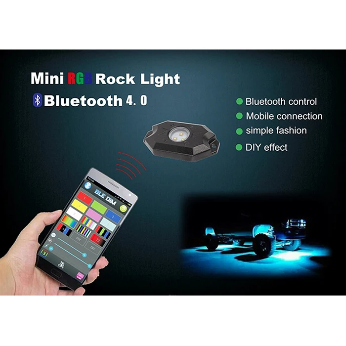 RACBOX 4 шт. набор RGB светодиодный свет рок с чипами Cree под автомобиль светодиодный свет Bluetooth для автомобиля внедорожный внедорожник 4WD ATV Лодка автомобиль