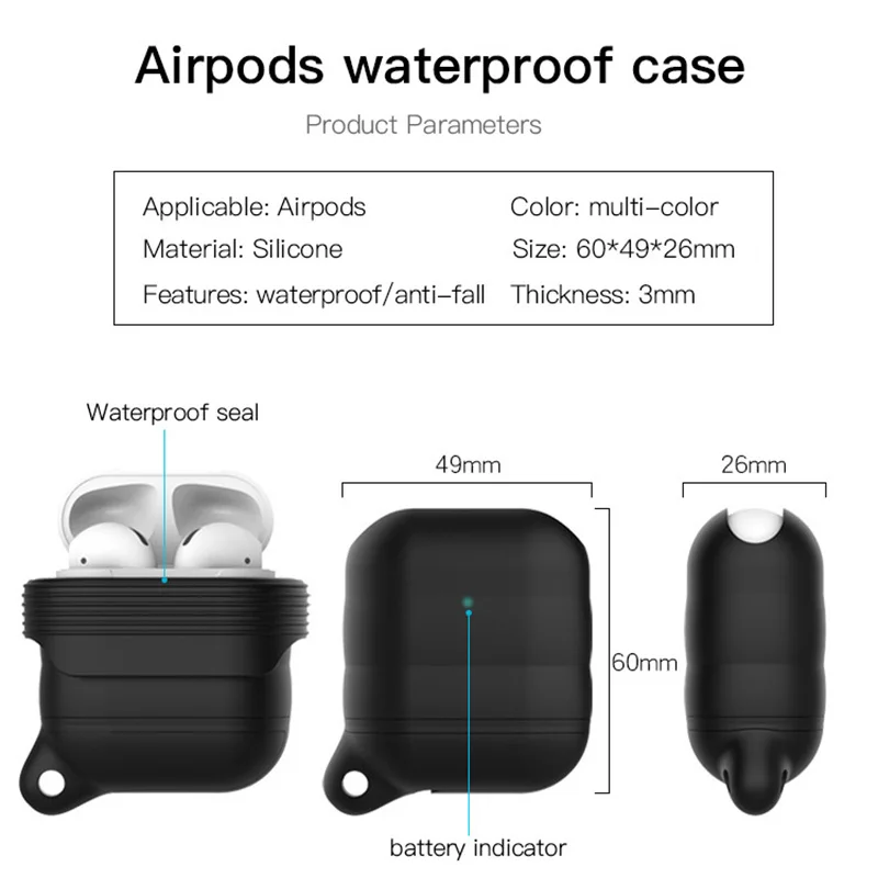 Waterproof Case For Apple AirPods Cover For Waterproof Case Supports Wireless Charging AirPods Case Accessories