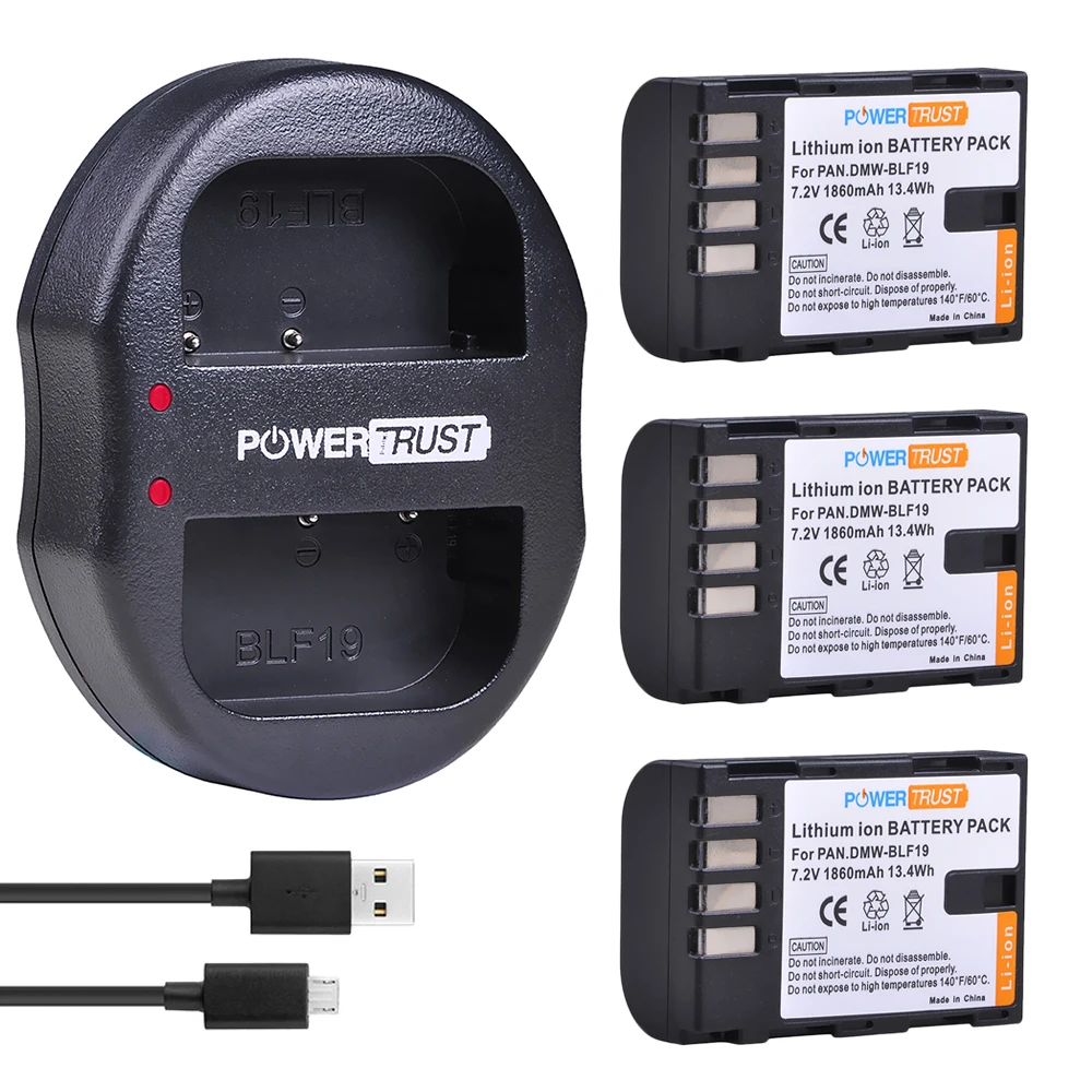 3 шт 1860mAh DMW BLF19 BLF19E батарея и зарядное устройство для Panasonic Lumix GH3 GH4 GH5 G9 GH4K GH3K