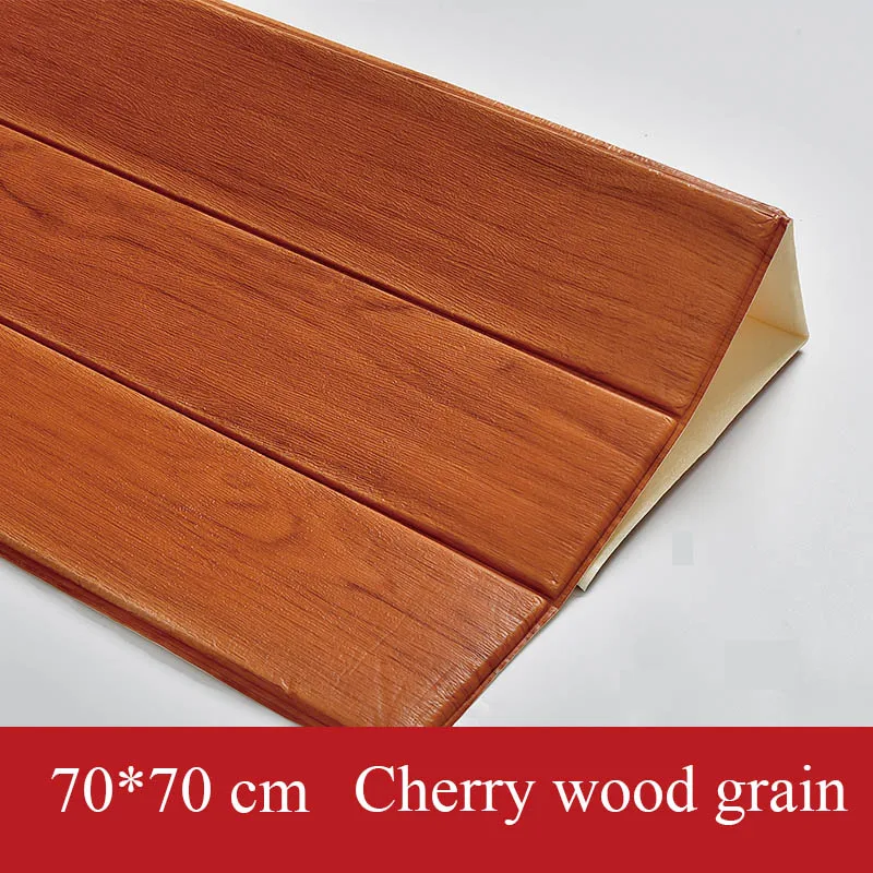 Cherry wood grain 3D деревянная Настенная Наклейка домашний декор PE пена водонепроницаемое покрытие для стен самоклеящиеся обои для гостиной спальни 3D настенная панель - Color: Cherry wood grain