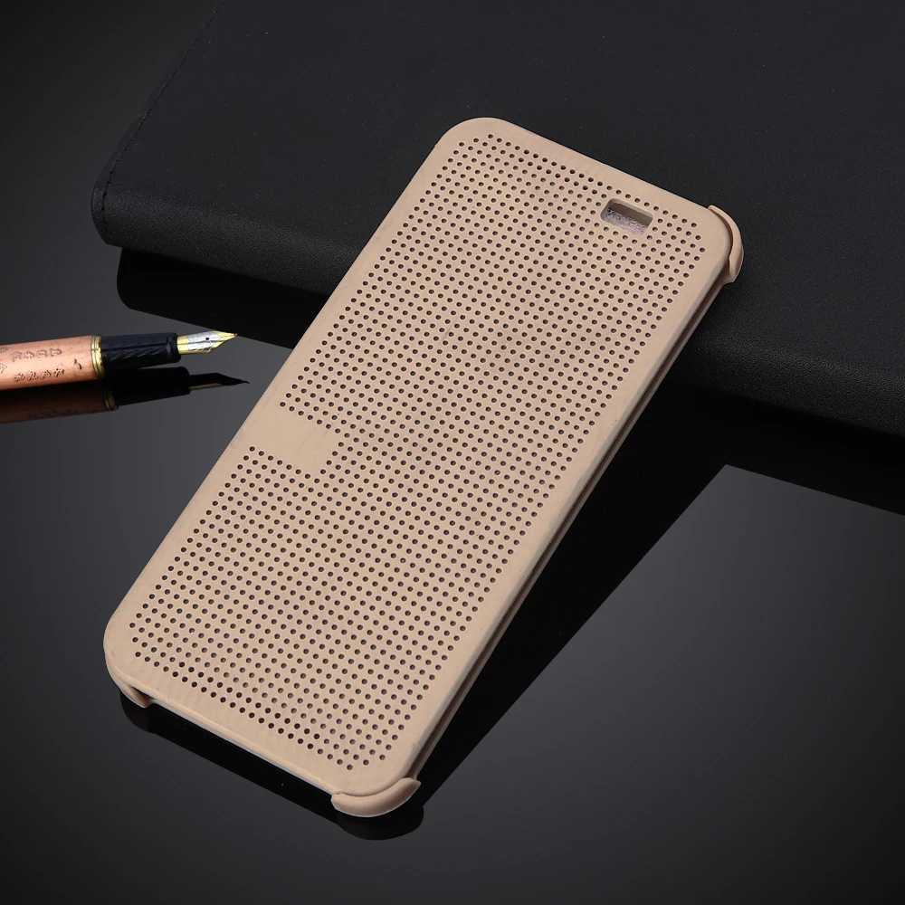 Умный чехол для телефона с окошком просмотра роскошный флип в горошек HTC Butterfly 2