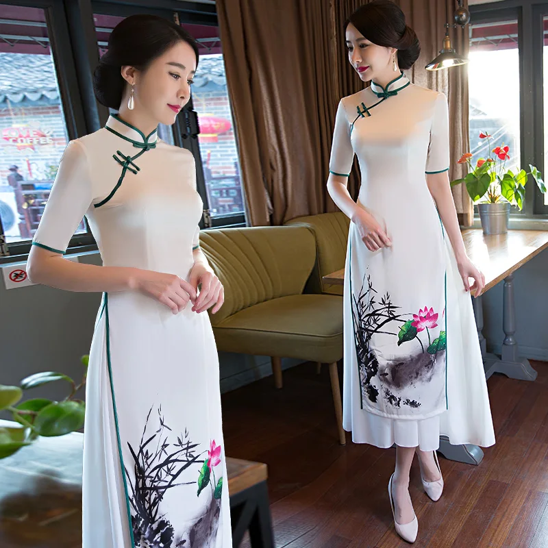 Шанхай история Вьетнам aodai Китайская традиционная одежда китайское платье-Ципао длинное китайское платье Чонсам современный чонсам