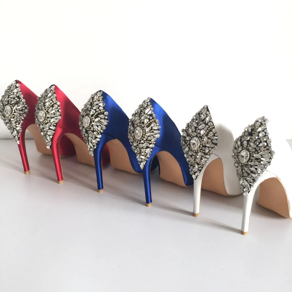 Sandales Chaussures Залить Femmes 2016 Кот Champange Синий Кристалл Бисероплетение Мода Свадебные