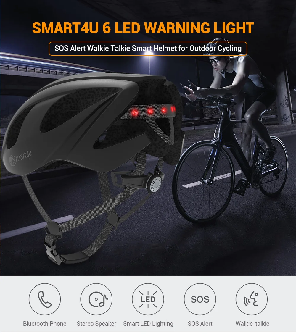 Smart4u водонепроницаемый велосипедный Смарт флэш-шлем матовый долгое использование шлем задний светильник горная дорога скутер для мужчин и женщин