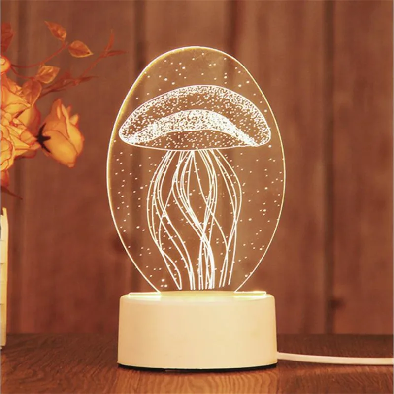 19 Jellyfish светодиодный ночник 3D Пара романтическая атмосфера детская настольная лампа для сна домашний декор праздник ребенок день рождения рождественские подарки - Цвет: 19