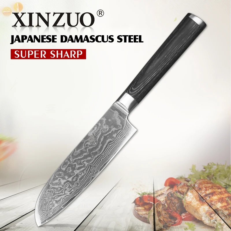 Xinzuo 5 &quotсантоку Ножи 67 Слои VG10 Дамаск Сталь Кухня высокое качество утилита