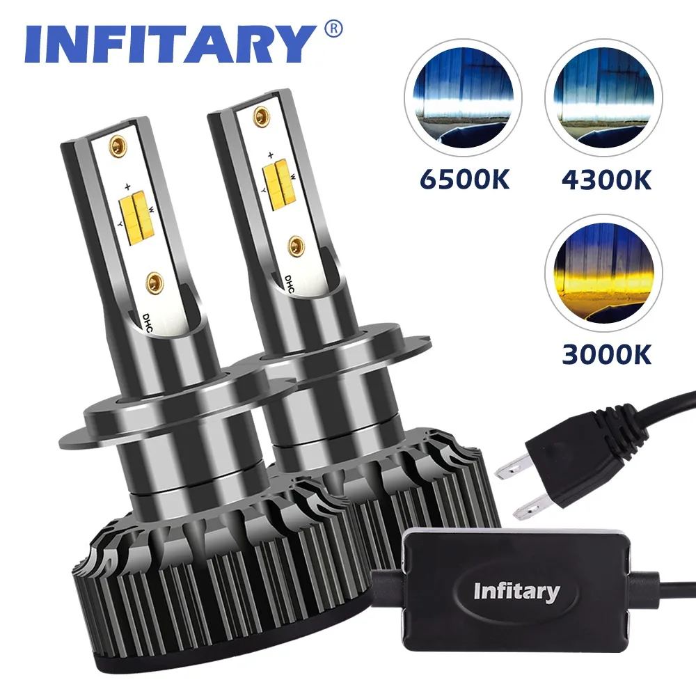 Infitary H7 светодиодные лампы для Фар H4 Led H3 H8 H11 9005 HB3 9006 HB4 9007 ZES чипы 8000LM 3000K 4300K 6500K 12V