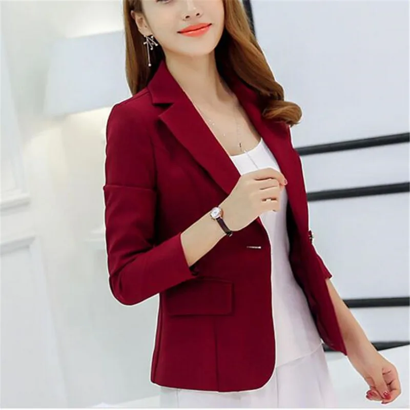 

Suit jacket female 2019 spring autumn fashion slim women coat lapel long sleeve ladies tops short big size casual clothing
