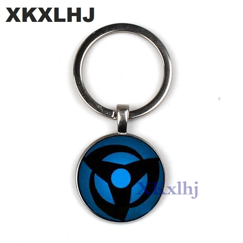 XKXLHJ Fashion Glass Photo Keyring Naruto Shippuden Keychain Silver Naruto Symbol Key Chains Key Rings Handmade Jewelry